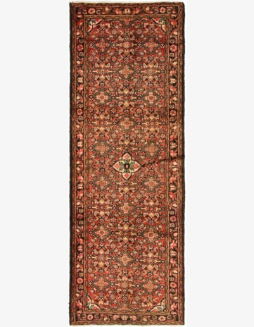 3' 6 x 9' 10 Hand Knotted Hossainabad Persian Wool Runner Rug