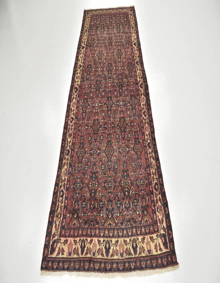 Detail image of 3' 9 x 10' Hand Knotted Hossainabad Persian Wool Runner Rug