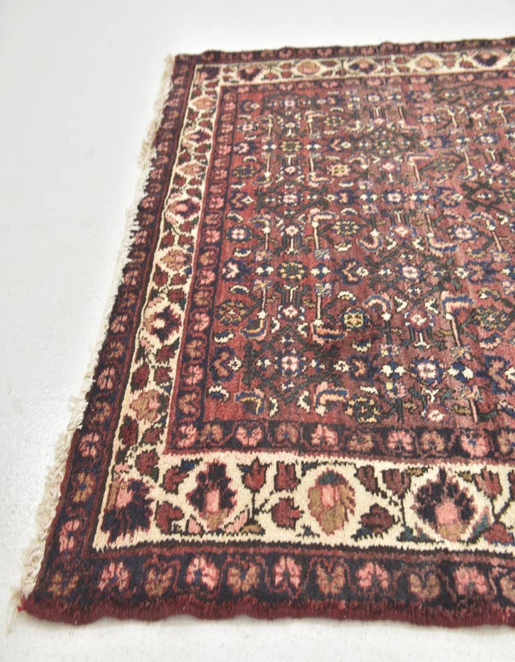 Detail image of 3' 9 x 10' Hand Knotted Hossainabad Persian Wool Runner Rug