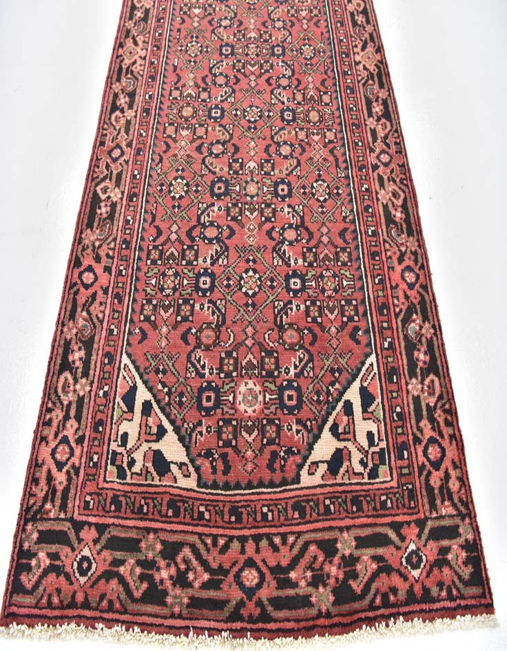 Detail image of 3' 8 x 10' 6  Hand Knotted Hossainabad Persian Wool Runner Rug