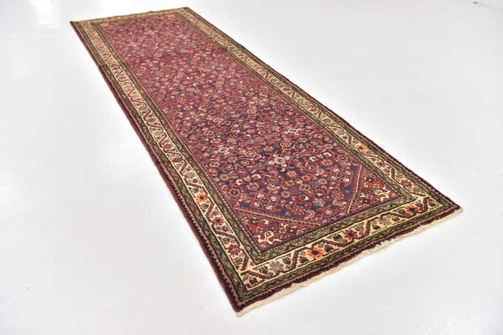 3' 8 x 10' 10 Hand Knotted Hossainabad Persian Wool Runner Rug
