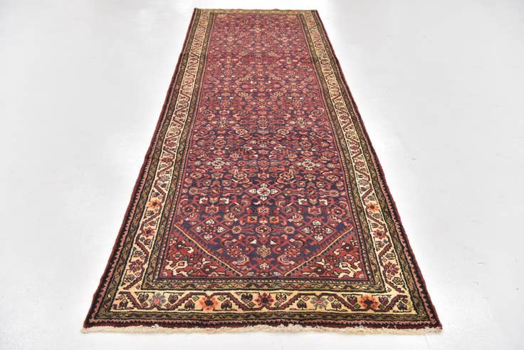 Detail image of 3' 8 x 10' 10 Hand Knotted Hossainabad Persian Wool Runner Rug