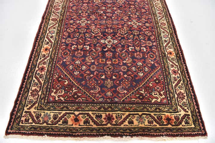 3' 8 x 10' 10 Hand Knotted Hossainabad Persian Wool Runner Rug