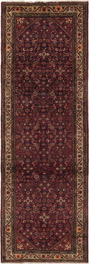3' 8 x 10' 10 Hand Knotted Hossainabad Persian Wool Runner Rug