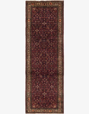 3' 8 x 10' 10 Hand Knotted Hossainabad Persian Wool Runner Rug