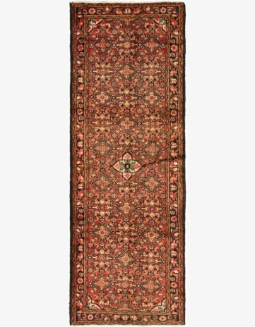 3' 6 x 9' 10 Hand Knotted Hossainabad Persian Wool Runner Rug