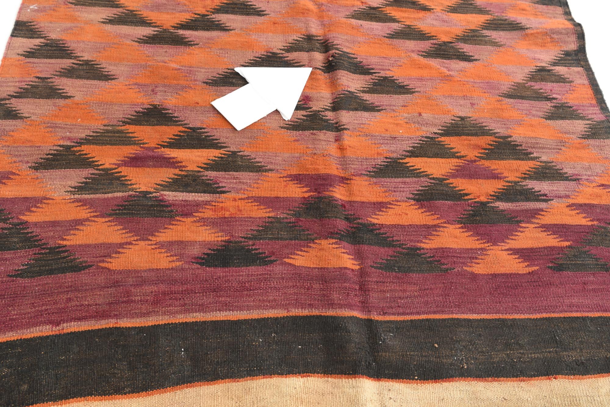 4' 5 x 11' 3 Hand Woven Kilim Afghan Wool Runner Rug