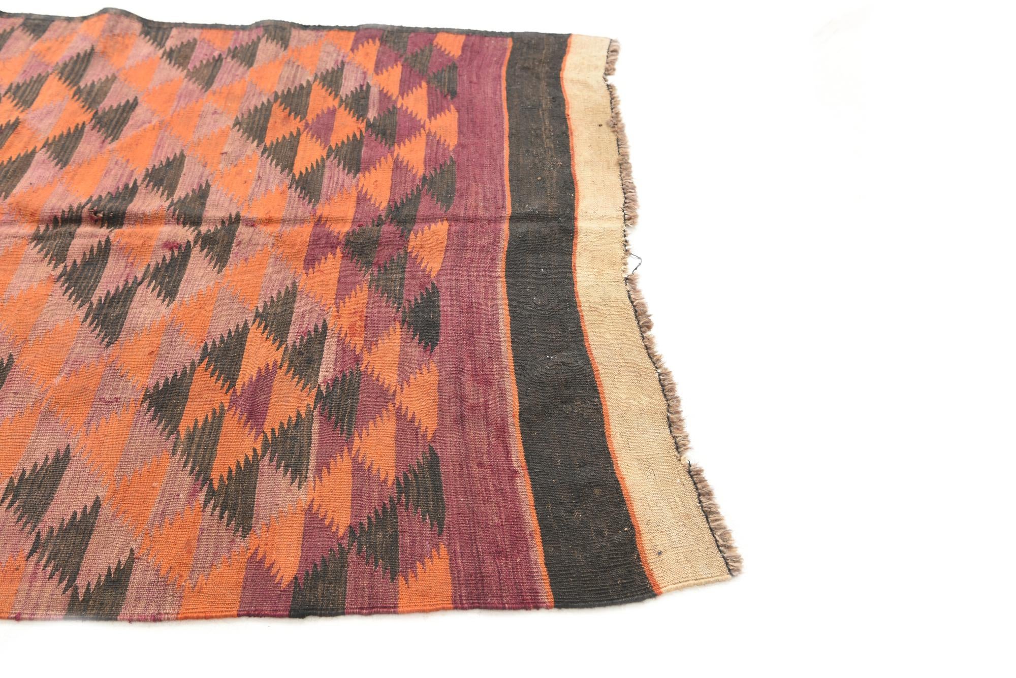 4' 5 x 11' 3 Hand Woven Kilim Afghan Wool Runner Rug
