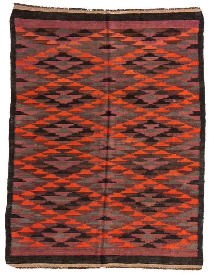 Detail image of 4' 9 x 11' 6 Hand Woven Kilim Afghan Wool Runner Rug
