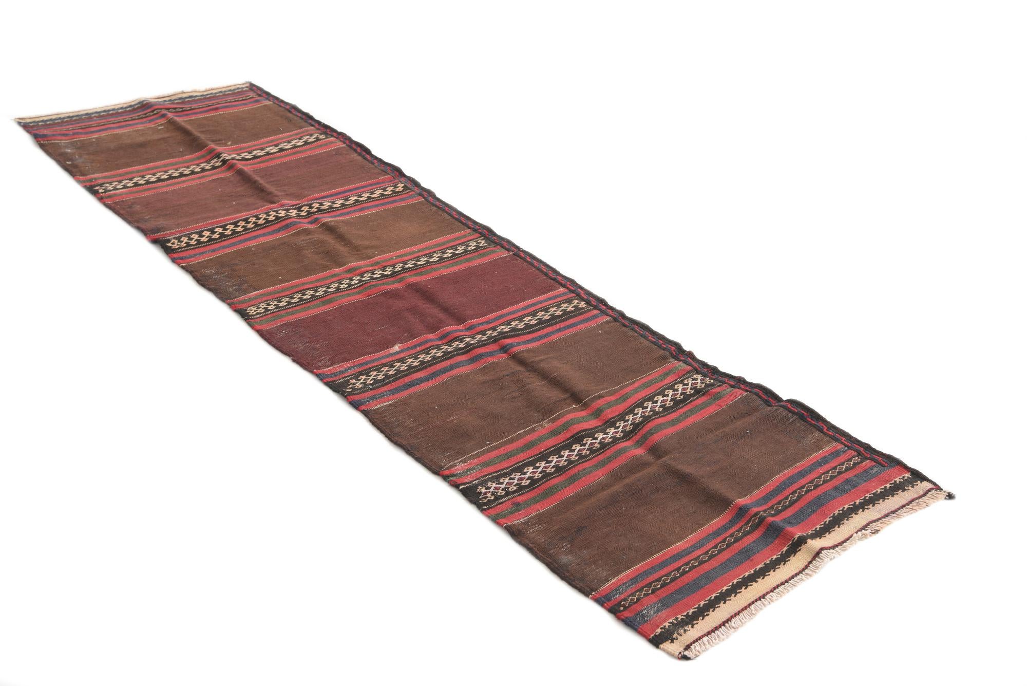2' 4 x 8' 1 Hand Woven Kilim Afghan Wool Runner Rug