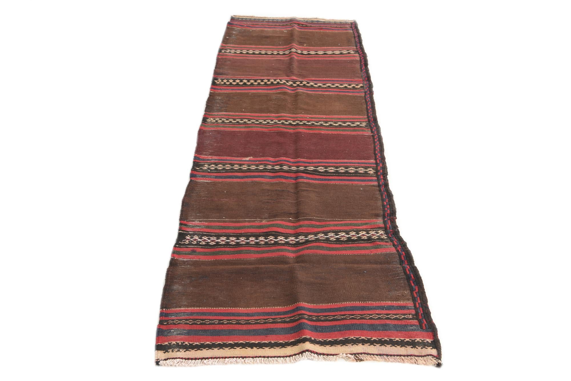 2' 4 x 8' 1 Hand Woven Kilim Afghan Wool Runner Rug