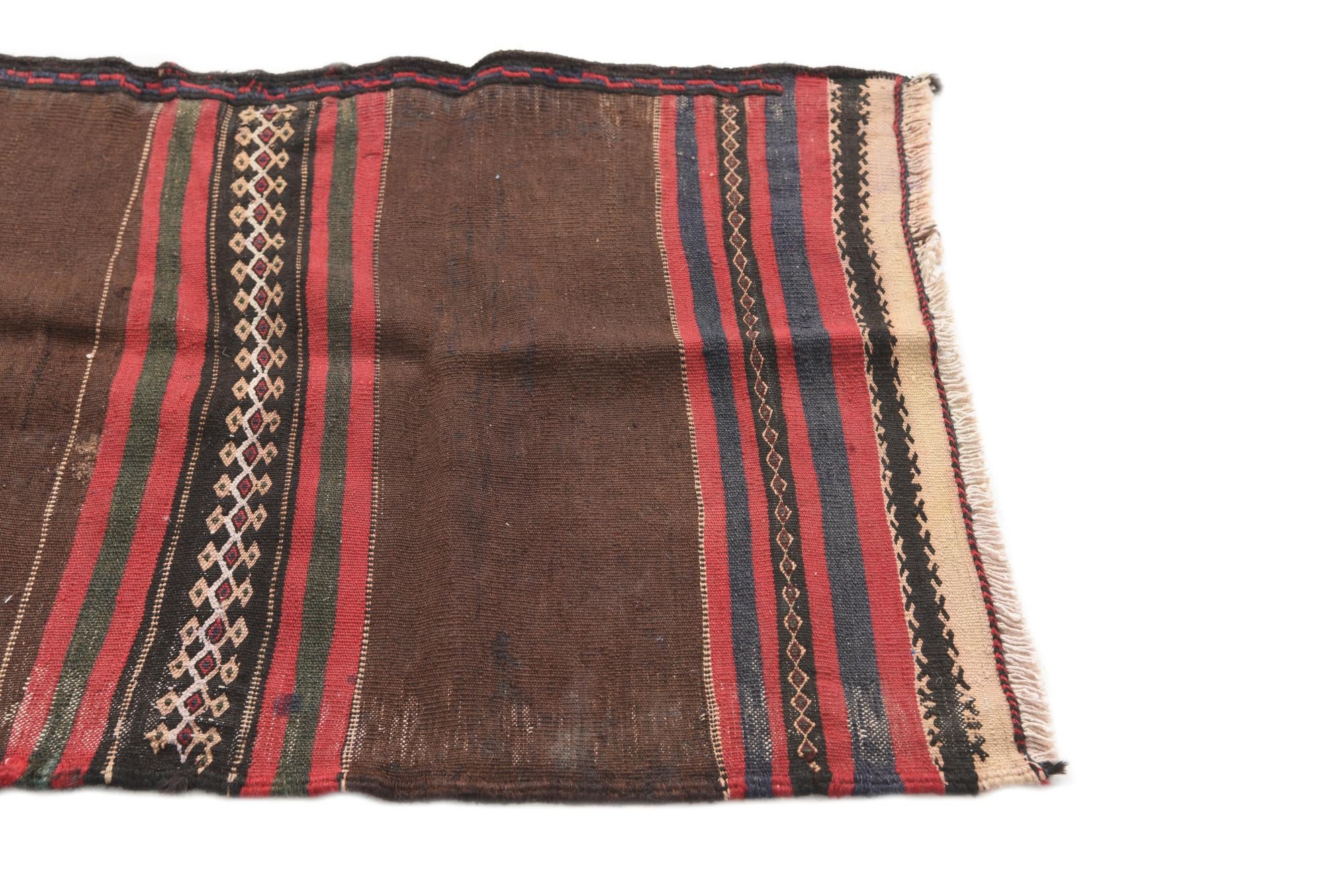 2' 4 x 8' 1 Hand Woven Kilim Afghan Wool Runner Rug