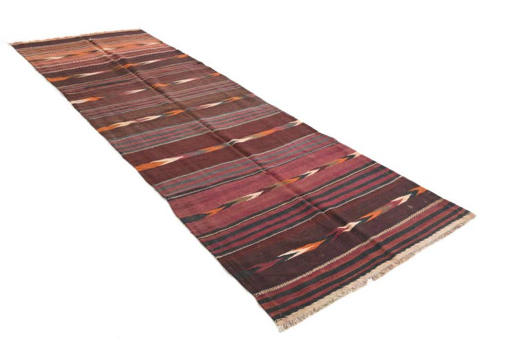 Detail image of 3' 4 x 10' 3 Hand Woven Kilim Afghan Wool Runner Rug