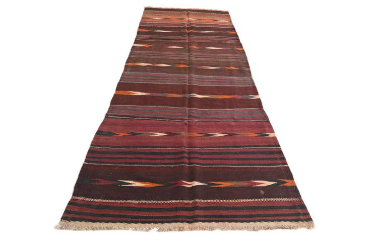 Detail image of 3' 4 x 10' 3 Hand Woven Kilim Afghan Wool Runner Rug