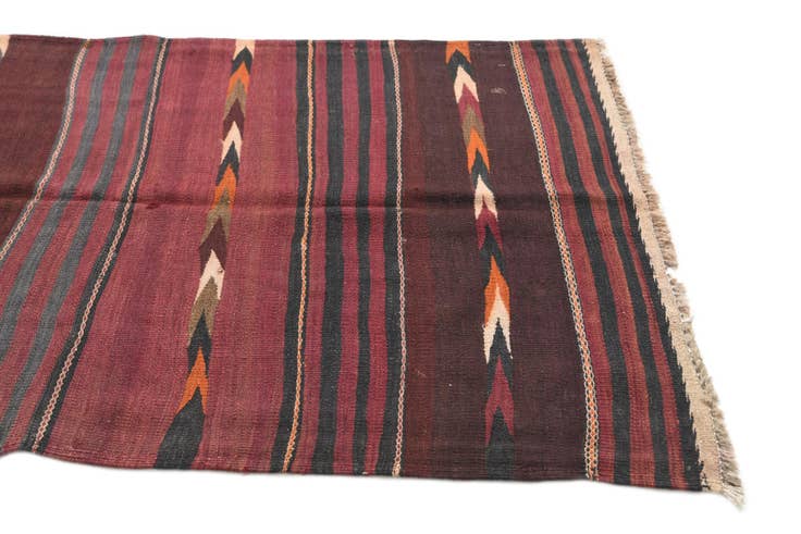 Detail image of 3' 4 x 10' 3 Hand Woven Kilim Afghan Wool Runner Rug