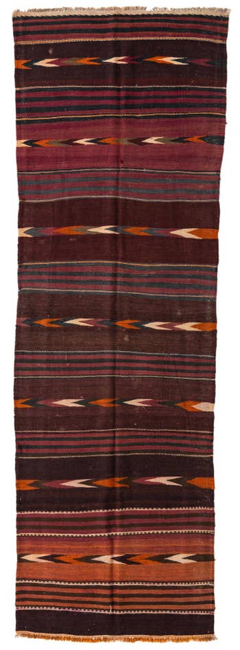 Detail image of 3' 4 x 10' 3 Hand Woven Kilim Afghan Wool Runner Rug