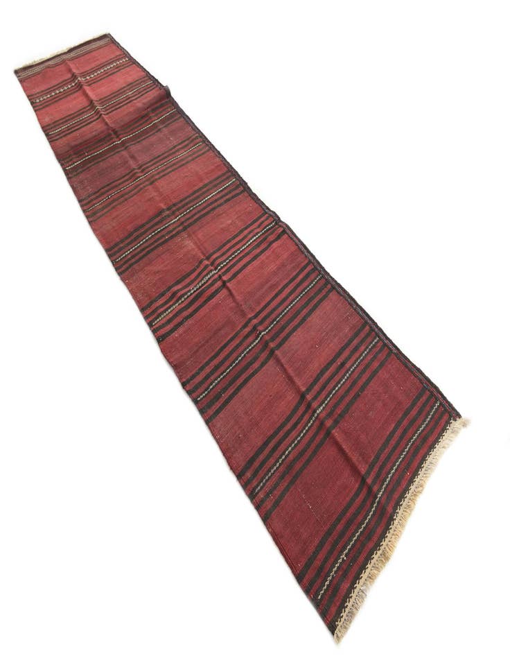 Detail image of 3' x 11' 9 Hand Woven Kilim Afghan Wool Runner Rug