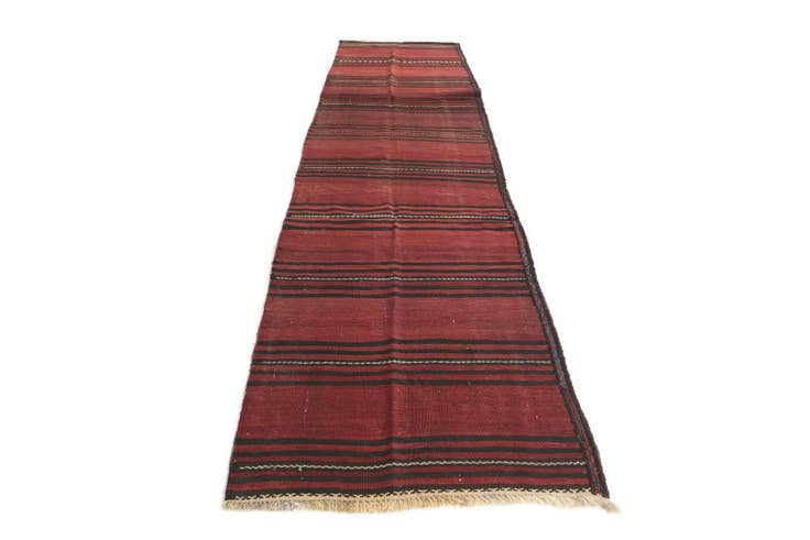 Detail image of 3' x 11' 9 Hand Woven Kilim Afghan Wool Runner Rug