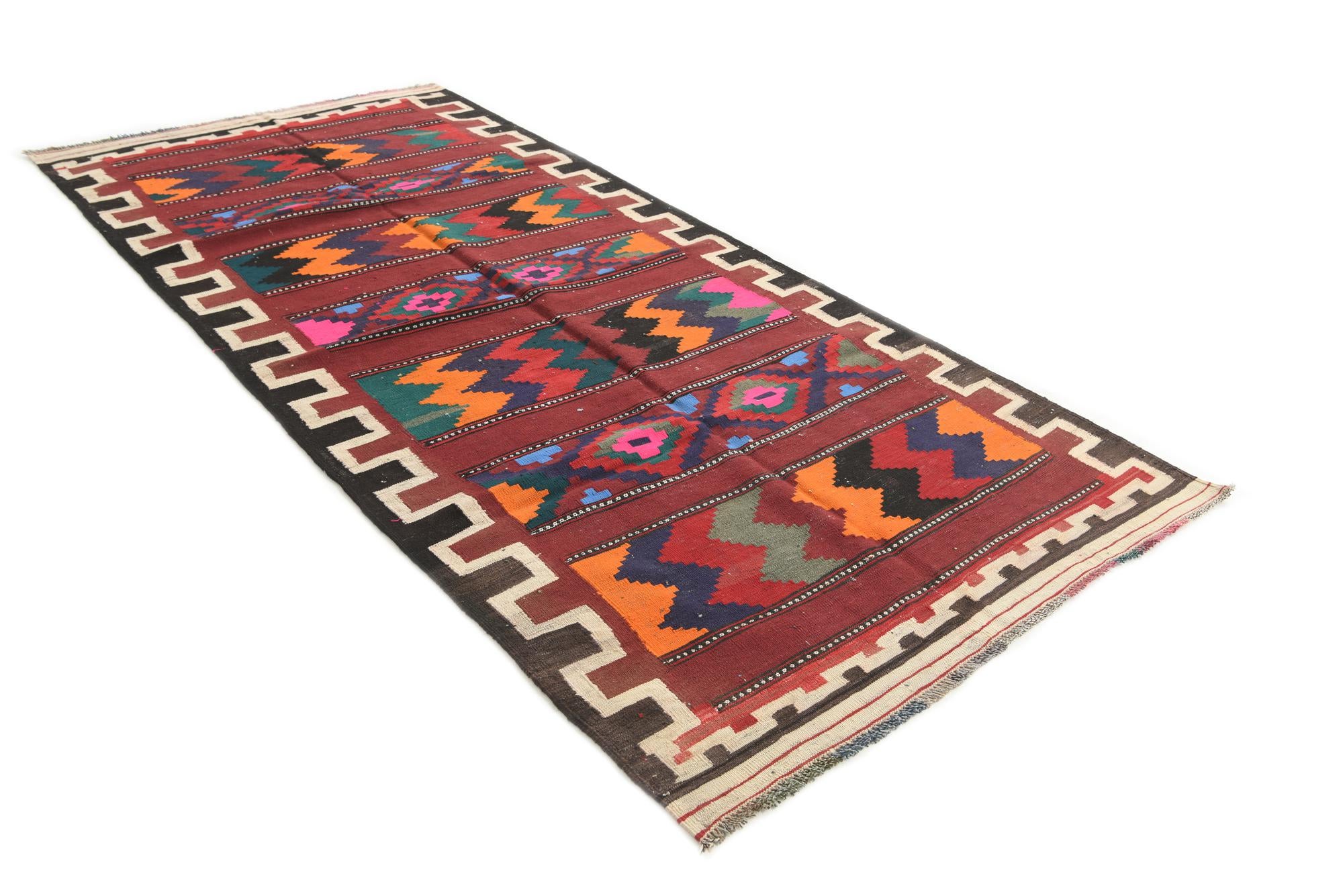 4' 4 x 9' 7 Hand Woven Kilim Afghan Wool Runner Rug