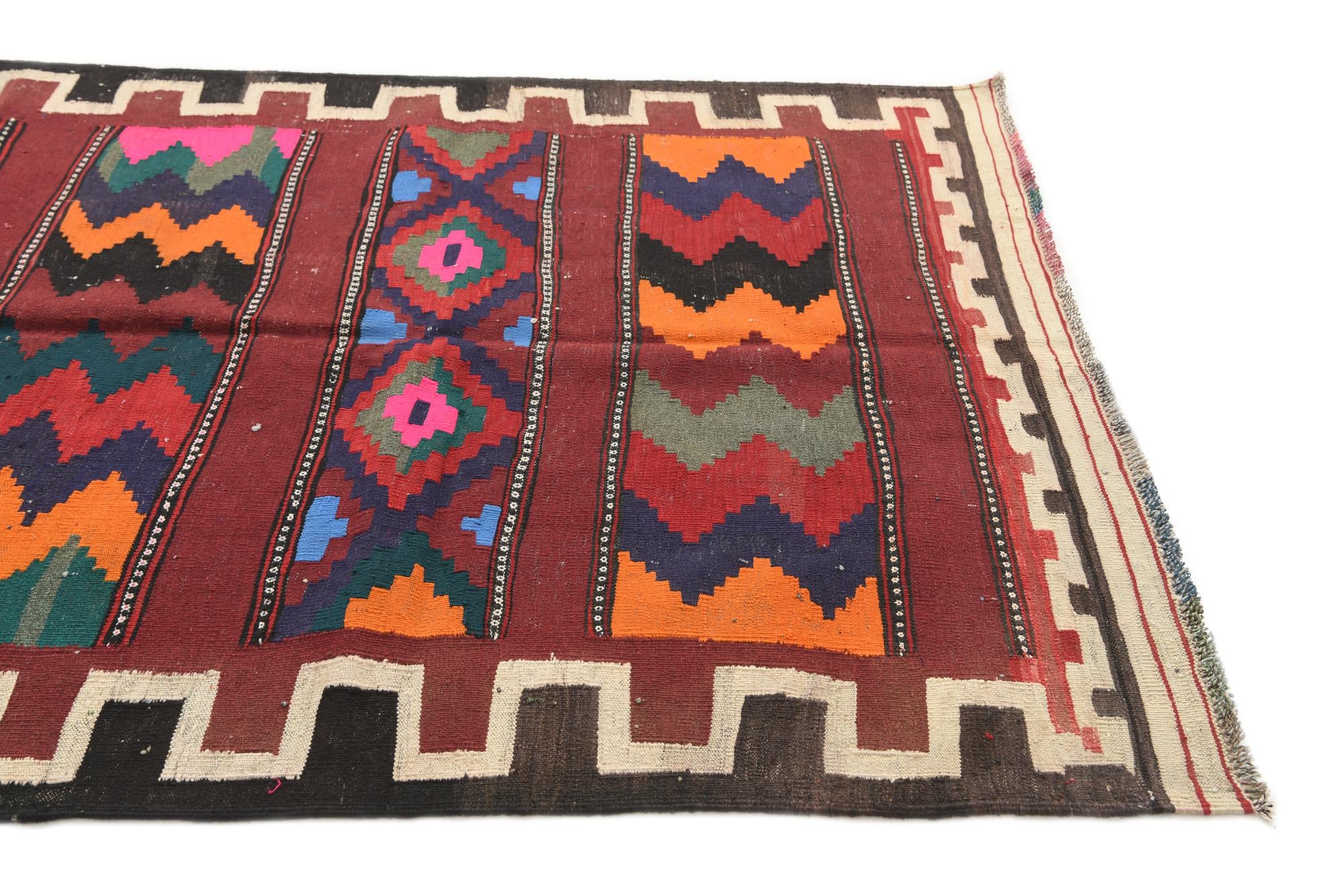 4' 4 x 9' 7 Hand Woven Kilim Afghan Wool Runner Rug