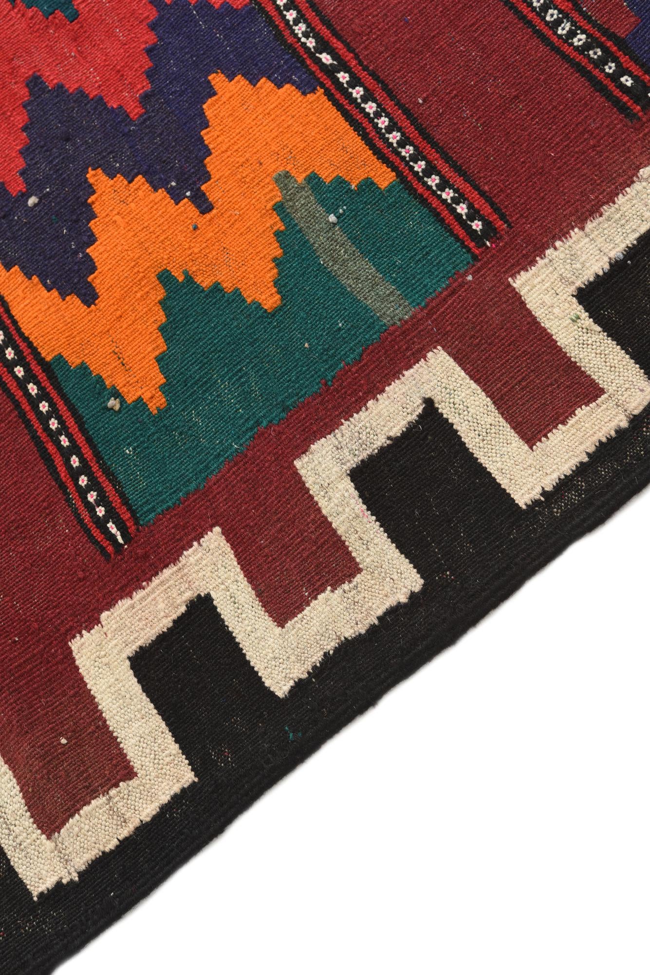 4' 4 x 9' 7 Hand Woven Kilim Afghan Wool Runner Rug