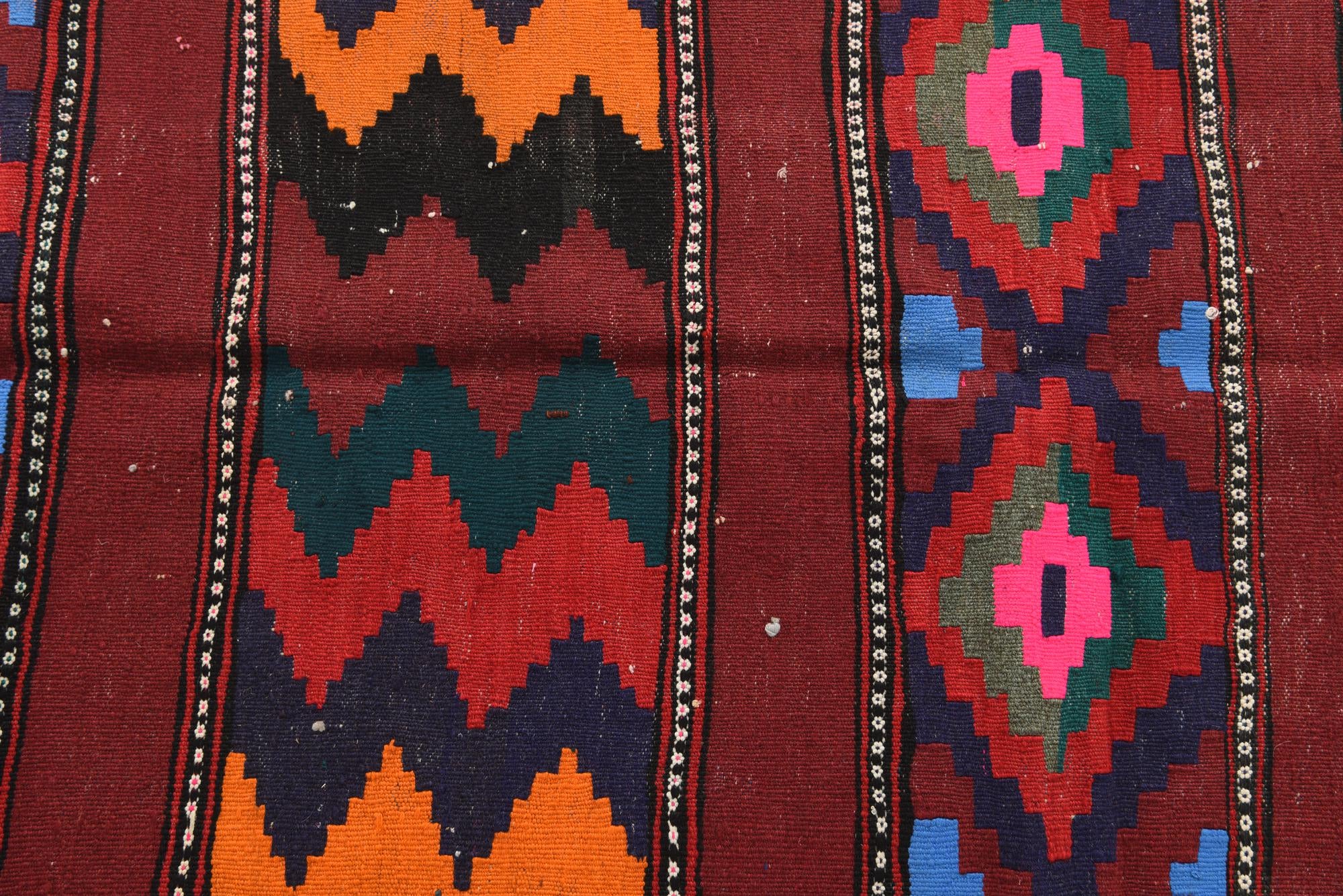 4' 4 x 9' 7 Hand Woven Kilim Afghan Wool Runner Rug