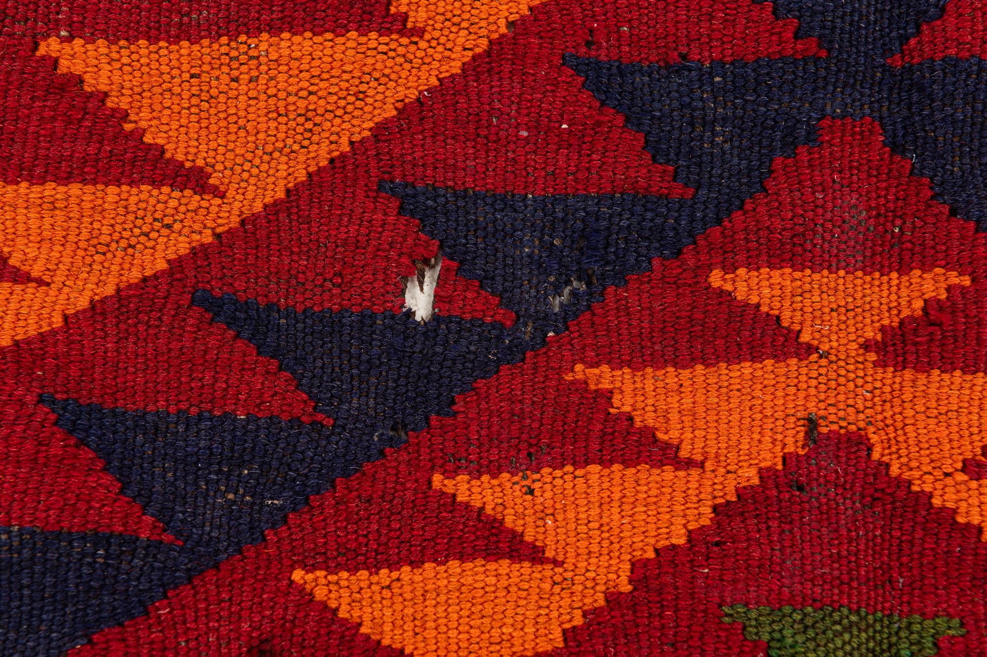 4' 7 x 11' 5 Hand Woven Kilim Afghan Wool Runner Rug