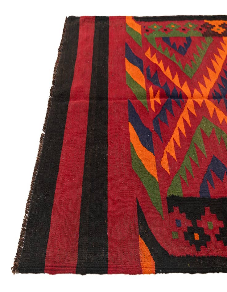 Detail image of 4' 7 x 11' 5  Hand Woven Kilim Afghan Wool Runner Rug