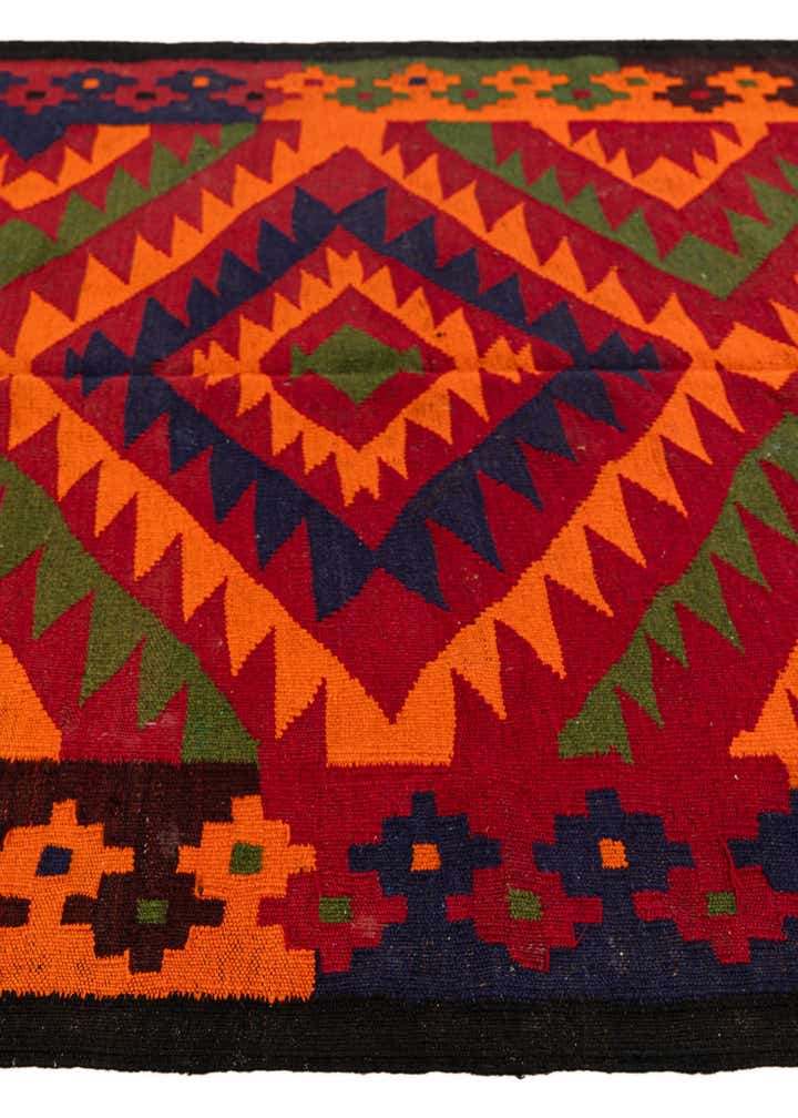 4' 7 x 11' 5 Hand Woven Kilim Afghan Wool Runner Rug