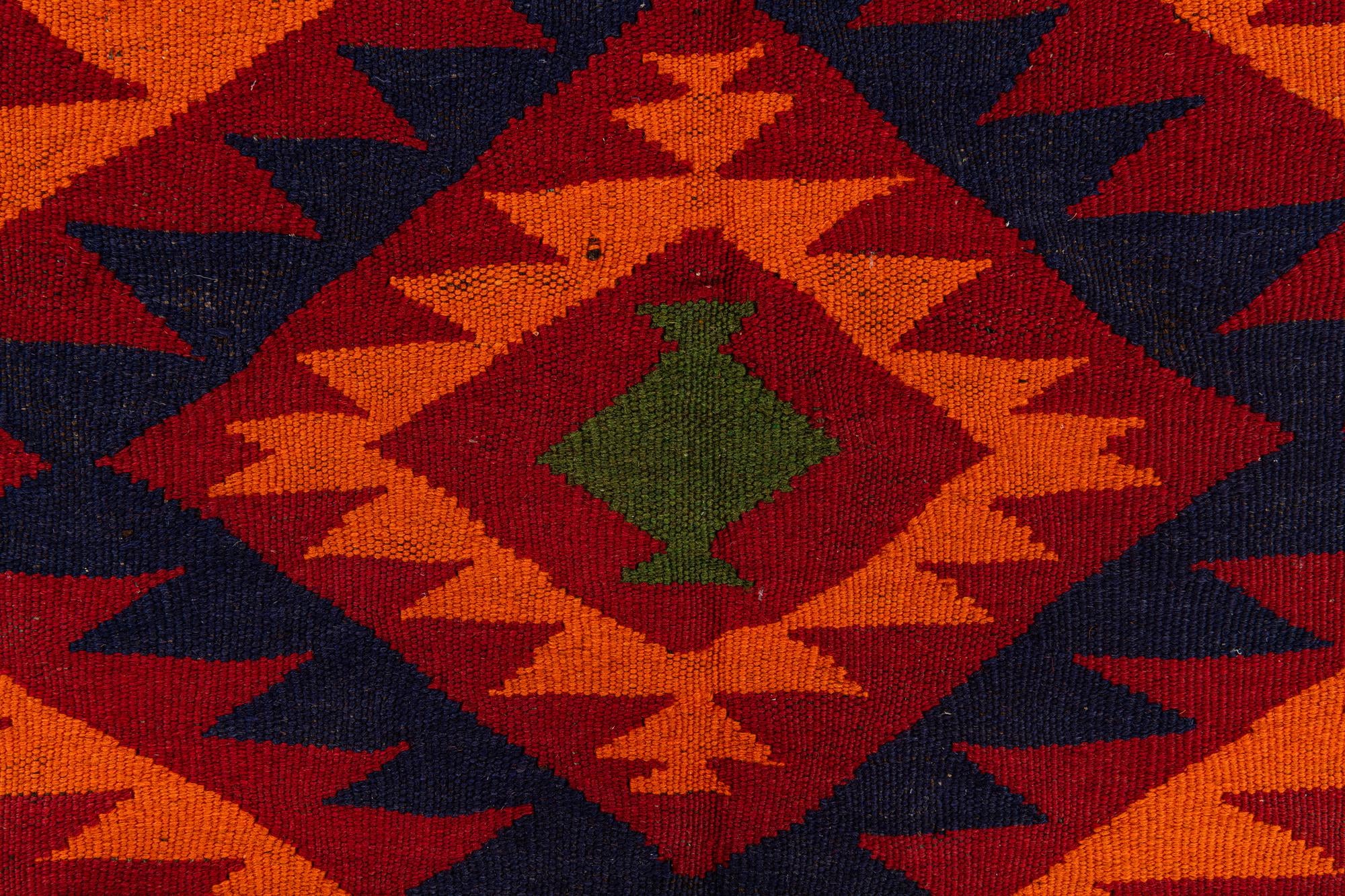 4' 7 x 11' 5 Hand Woven Kilim Afghan Wool Runner Rug