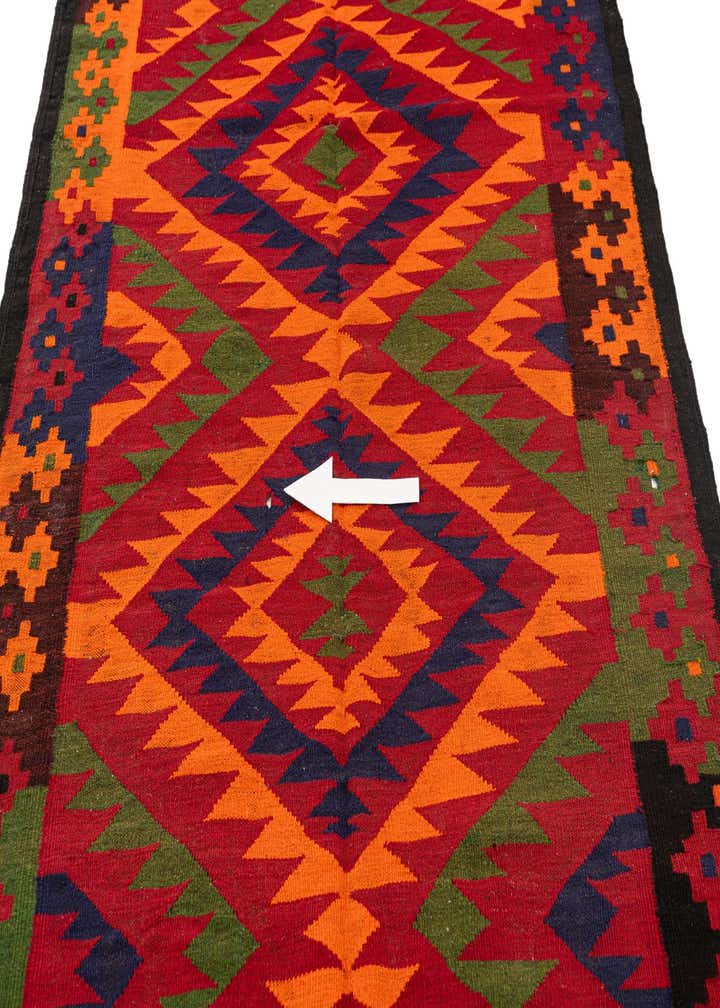 4' 7 x 11' 5 Hand Woven Kilim Afghan Wool Runner Rug