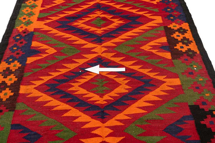 4' 7 x 11' 5 Hand Woven Kilim Afghan Wool Runner Rug