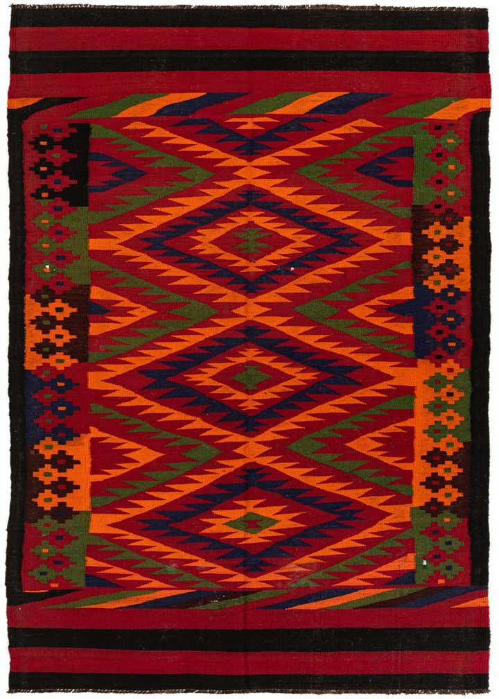 4' 7 x 11' 5 Hand Woven Kilim Afghan Wool Runner Rug