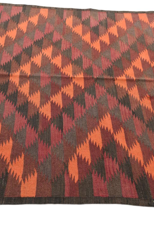 Detail image of 4' 9 x 11' 6 Hand Woven Kilim Afghan Wool Runner Rug