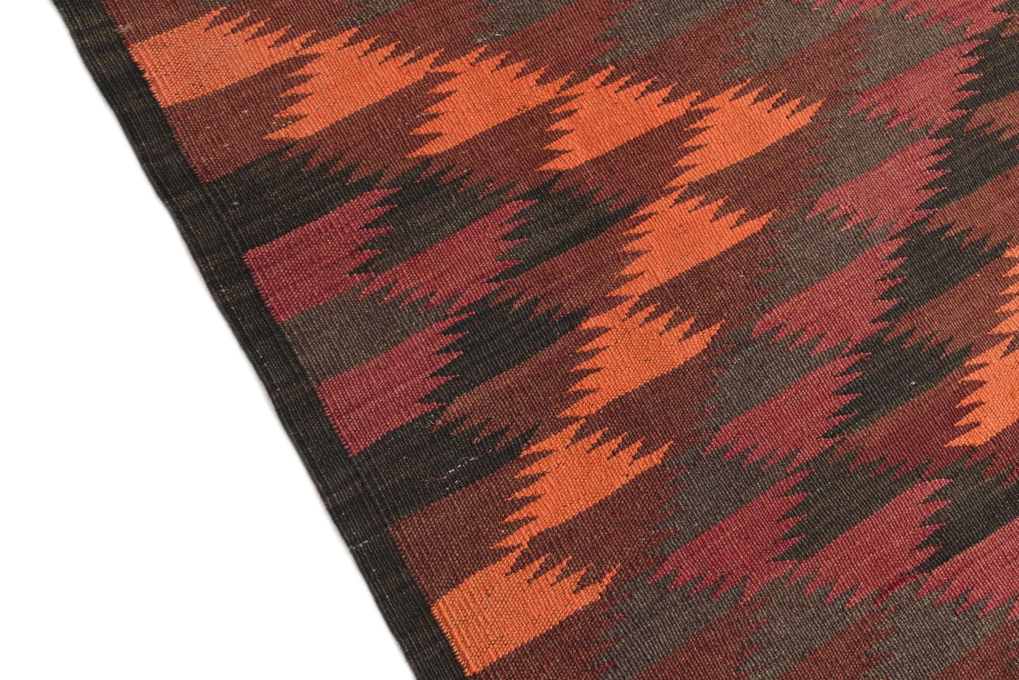 4' 9 x 11' 6 Hand Woven Kilim Afghan Wool Runner Rug