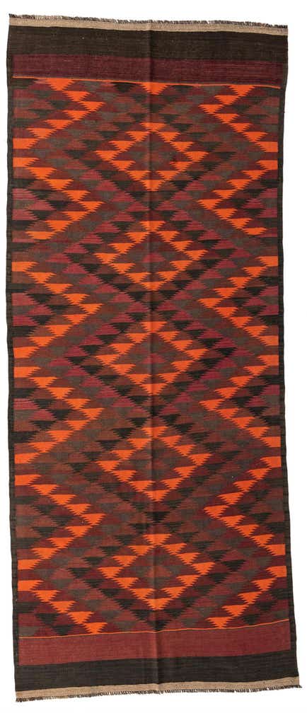 4' 9 x 11' 6 Hand Woven Kilim Afghan Wool Runner Rug