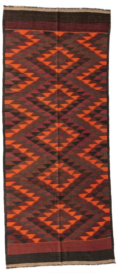 Detail image of 4' 9 x 11' 6 Hand Woven Kilim Afghan Wool Runner Rug