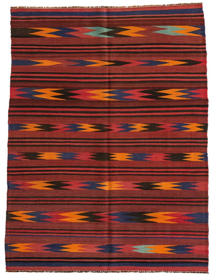 Detail image of 4' 1 x 9' 9 Hand Woven Kilim Afghan Wool Runner Rug