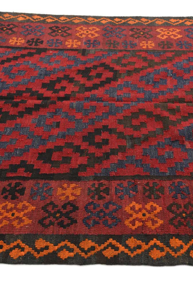 4' 7 x 15' 1 Hand Woven Kilim Afghan Wool Runner Rug