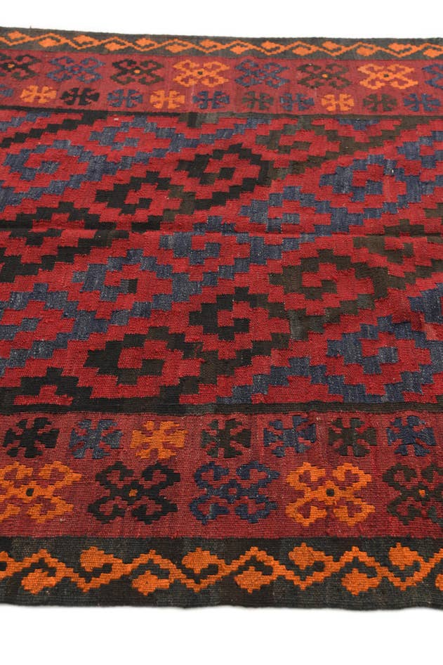 Detail image of 4' 7 x 15' 1 Hand Woven Kilim Afghan Wool Runner Rug