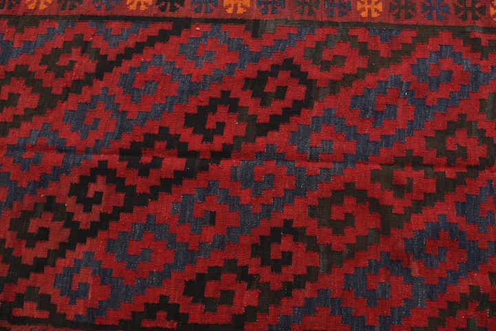 4' 7 x 15' 1 Hand Woven Kilim Afghan Wool Runner Rug