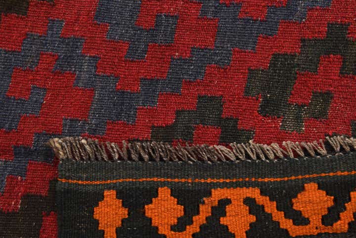 4' 7 x 15' 1 Hand Woven Kilim Afghan Wool Runner Rug