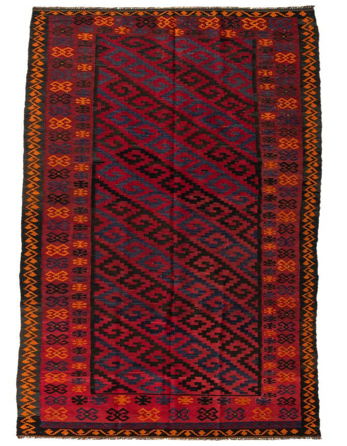 Detail image of 4' 7 x 15' 1 Hand Woven Kilim Afghan Wool Runner Rug
