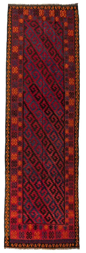 4' 7 x 15' 1 Hand Woven Kilim Afghan Wool Runner Rug