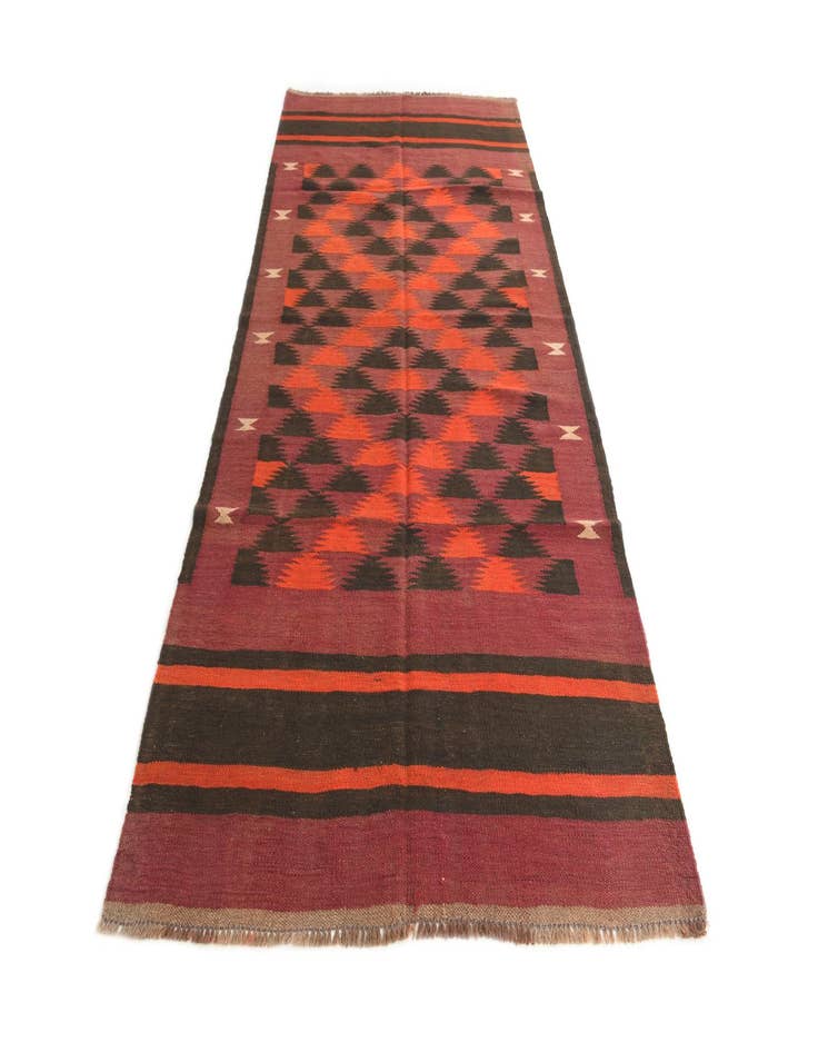 Detail image of 4' 2 x 9'  Hand Woven Kilim Afghan Wool Runner Rug