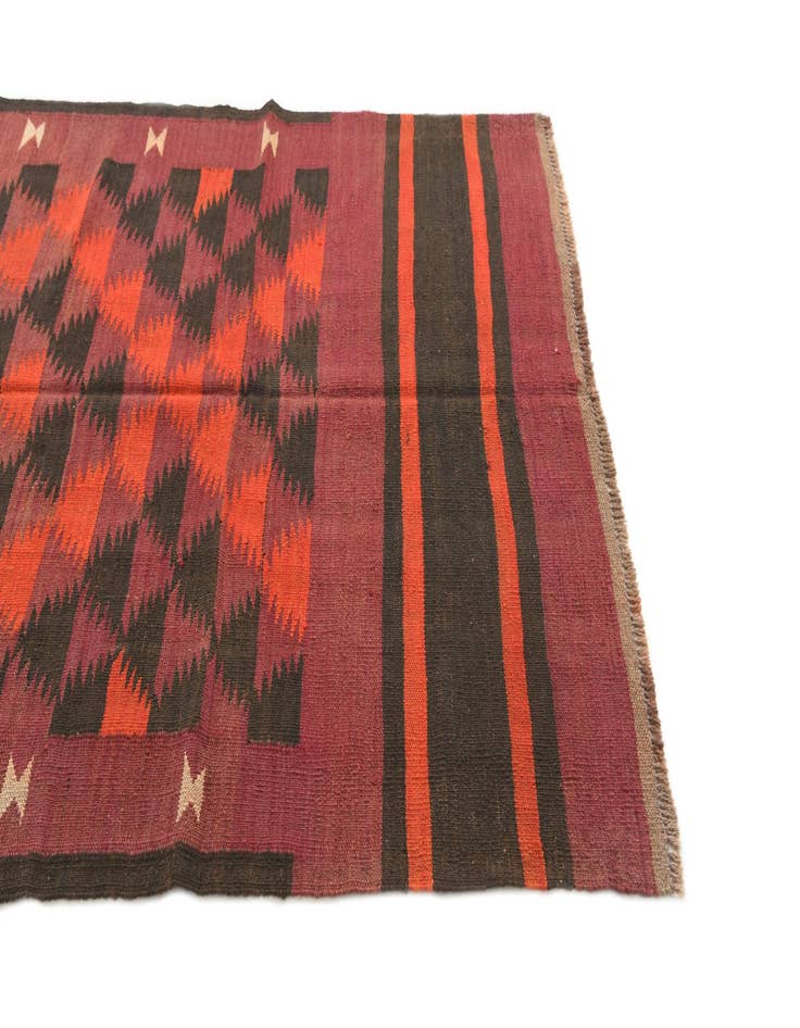 Detail image of 4' 2 x 9'  Hand Woven Kilim Afghan Wool Runner Rug
