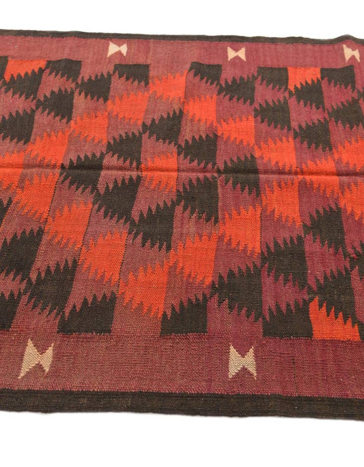 Detail image of 4' 2 x 9'  Hand Woven Kilim Afghan Wool Runner Rug
