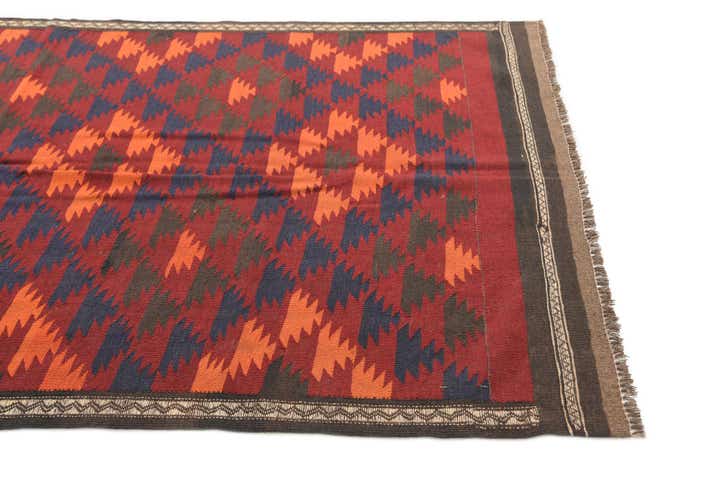 4' 10 x 12' 1 Hand Woven Kilim Afghan Wool Runner Rug