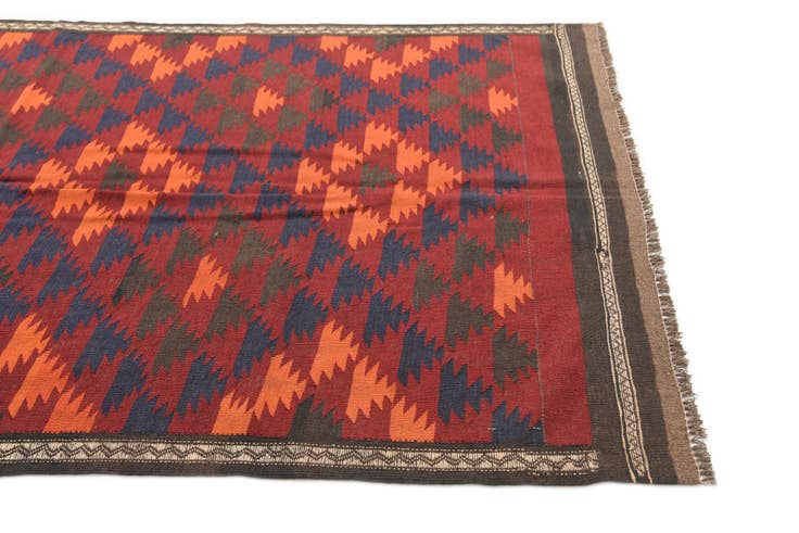 Detail image of 4' 10 x 12' 1 Hand Woven Kilim Afghan Wool Runner Rug