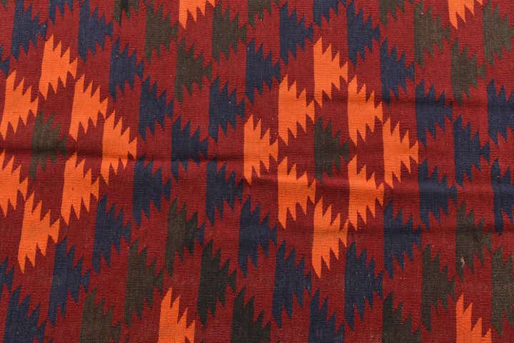 4' 10 x 12' 1 Hand Woven Kilim Afghan Wool Runner Rug